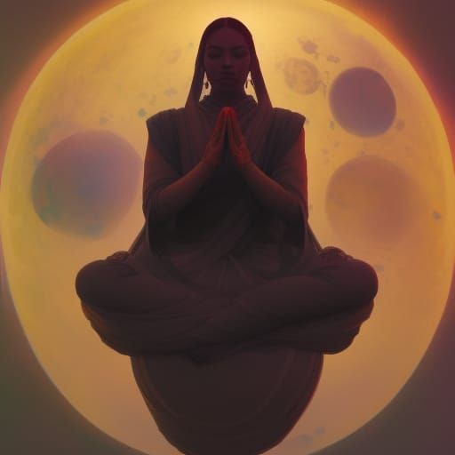 Astronaut in Lotus Pose on the Moon