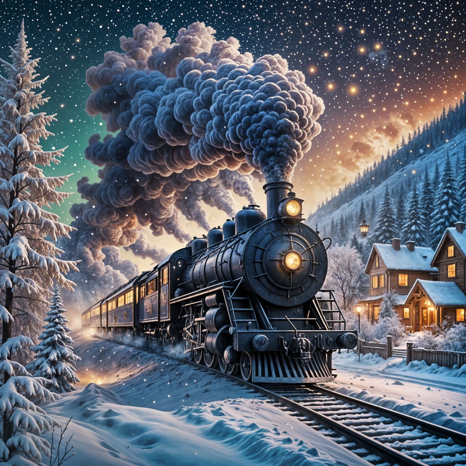 Magical Polar Express Whimsy in Crystal Ornament