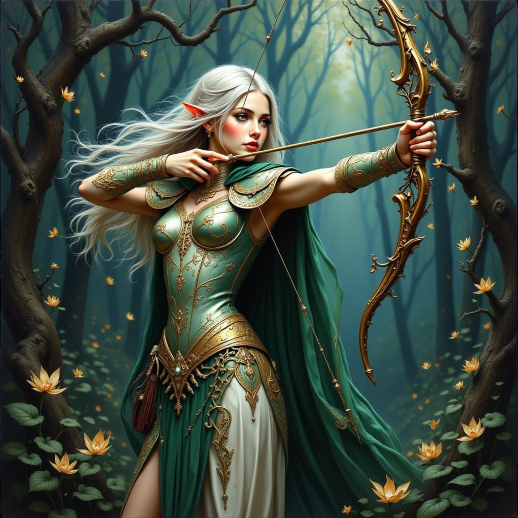 Magnificent Elven Archer in Enchanted Forest