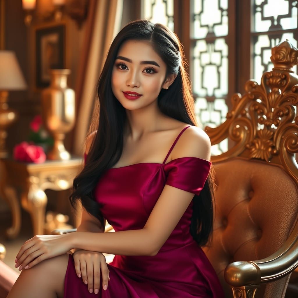 Luxurious Golden Portrait of a Chinese Girl