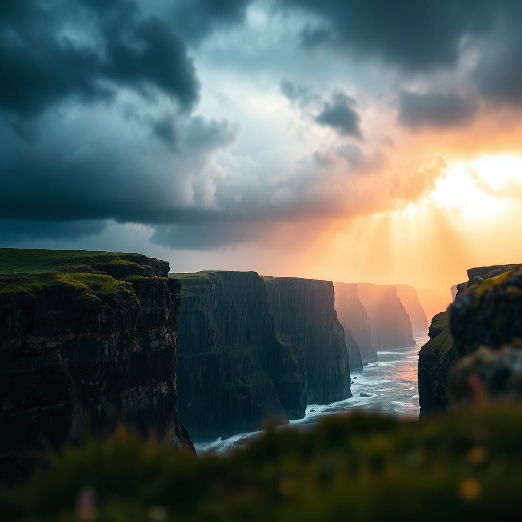 Dramatic Cliffs in the Stormy Wilderness
