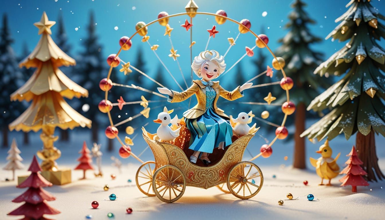 Playful Seniors Enjoying Whimsical Adventures in 3D Papercra...