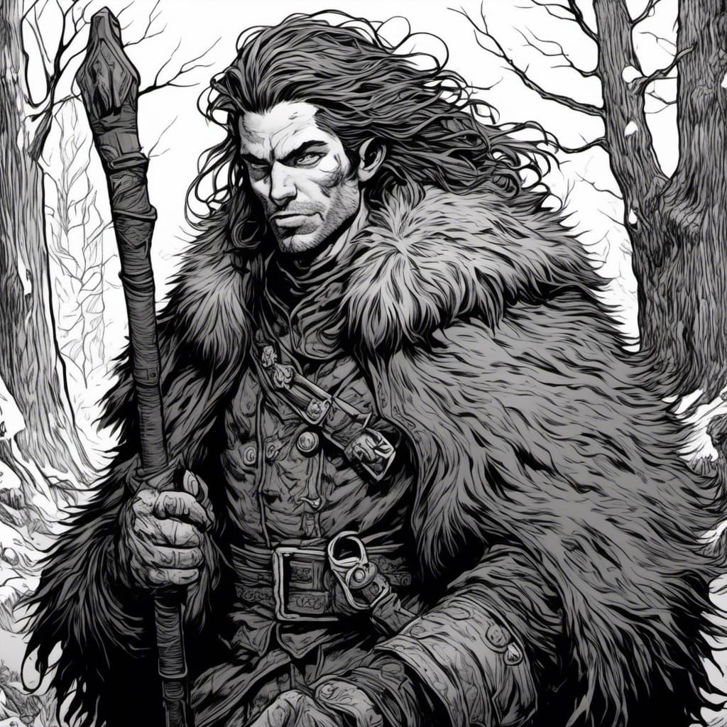 Woodland Cultist in Pen and Ink Style