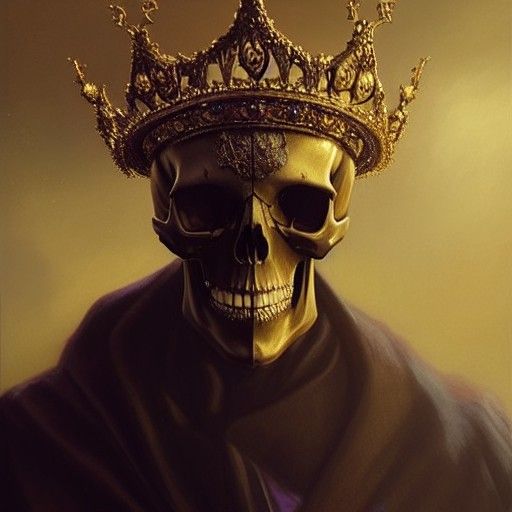 Skull King with Jeweled Crown in Baroque Style