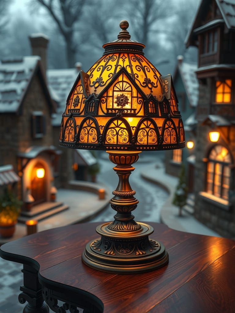 Steampunk Village Lamp: Victorian Terrace Houses