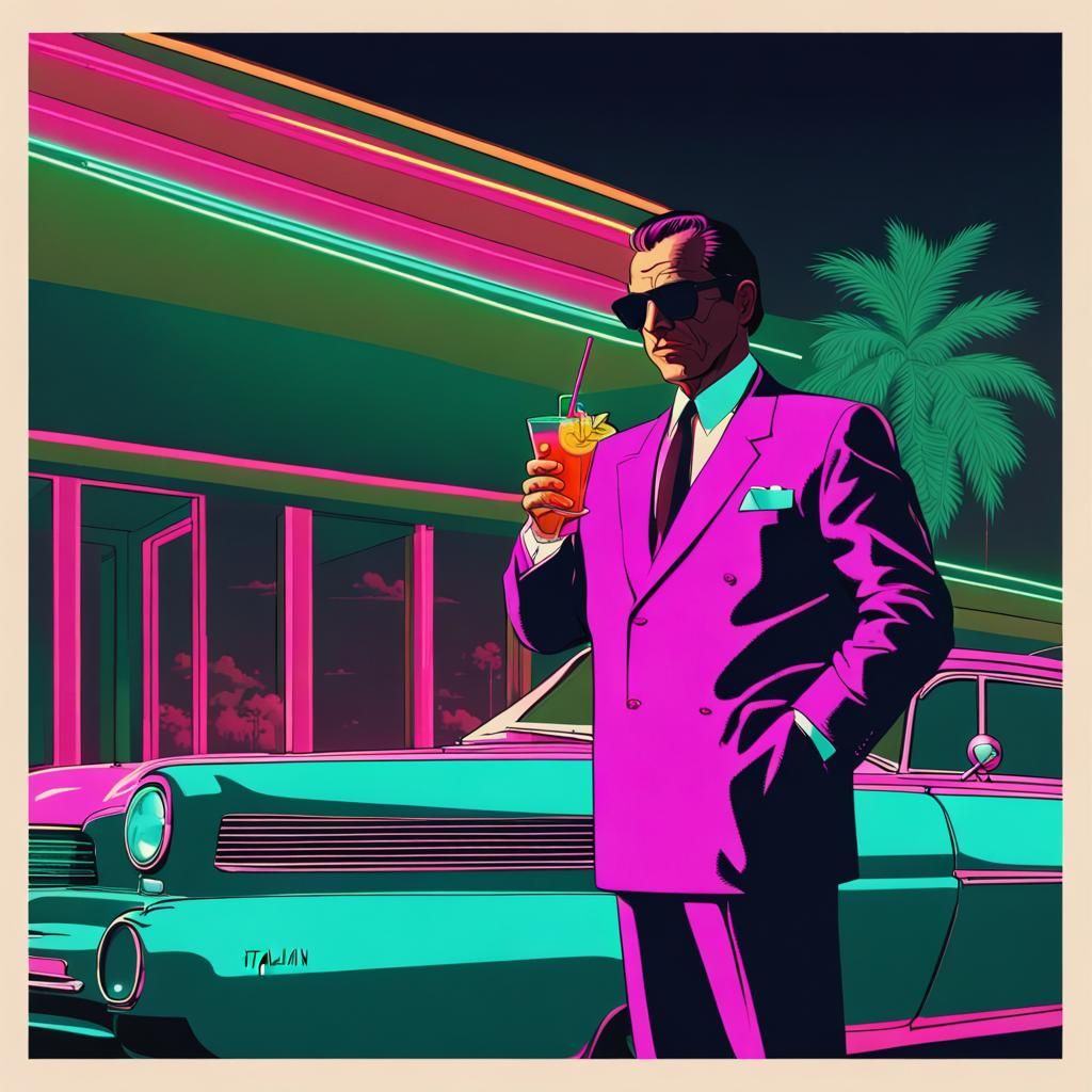Mafioso in 1962 Miami: Synthwave Neon Retro