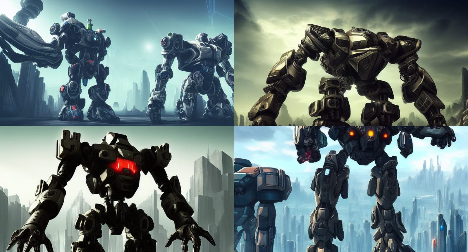 Cyber Mech Suit in Shadow Overlooking Cyberpunk City