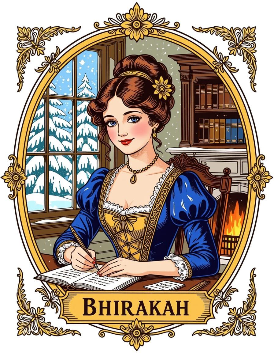 Victorian Emblem Logo for Bhirakah with Young Lady