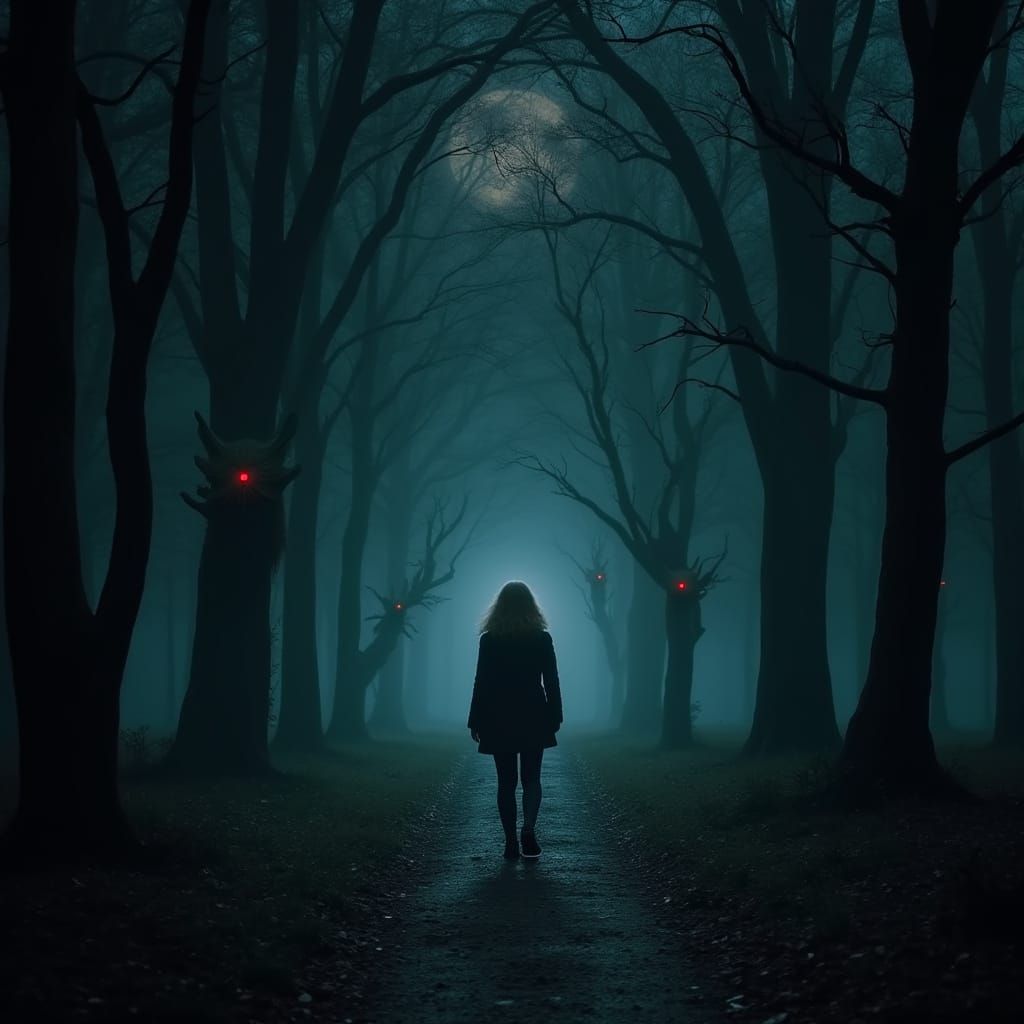 Spooky Central Park Night With Shadowy Wolf Men