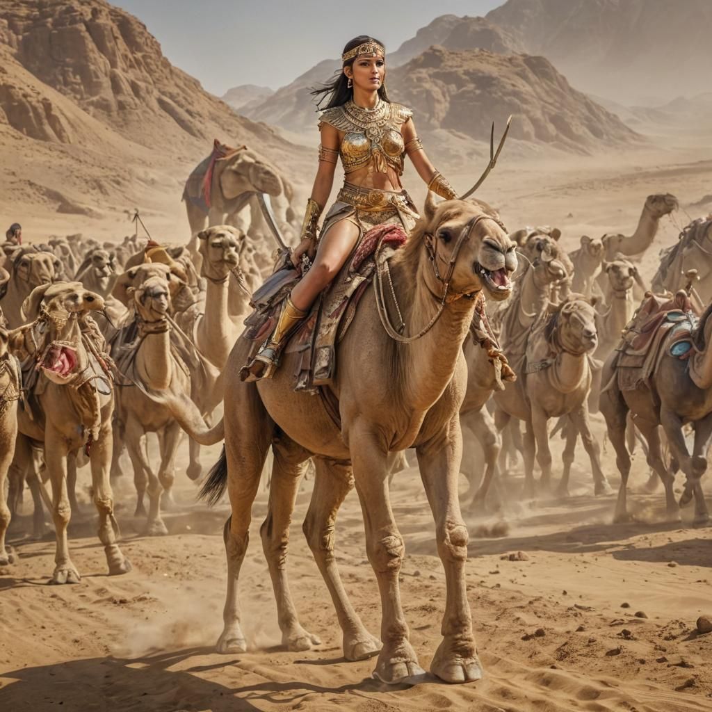Egyptian Queen Leads Army on War Camels, 1500 BC