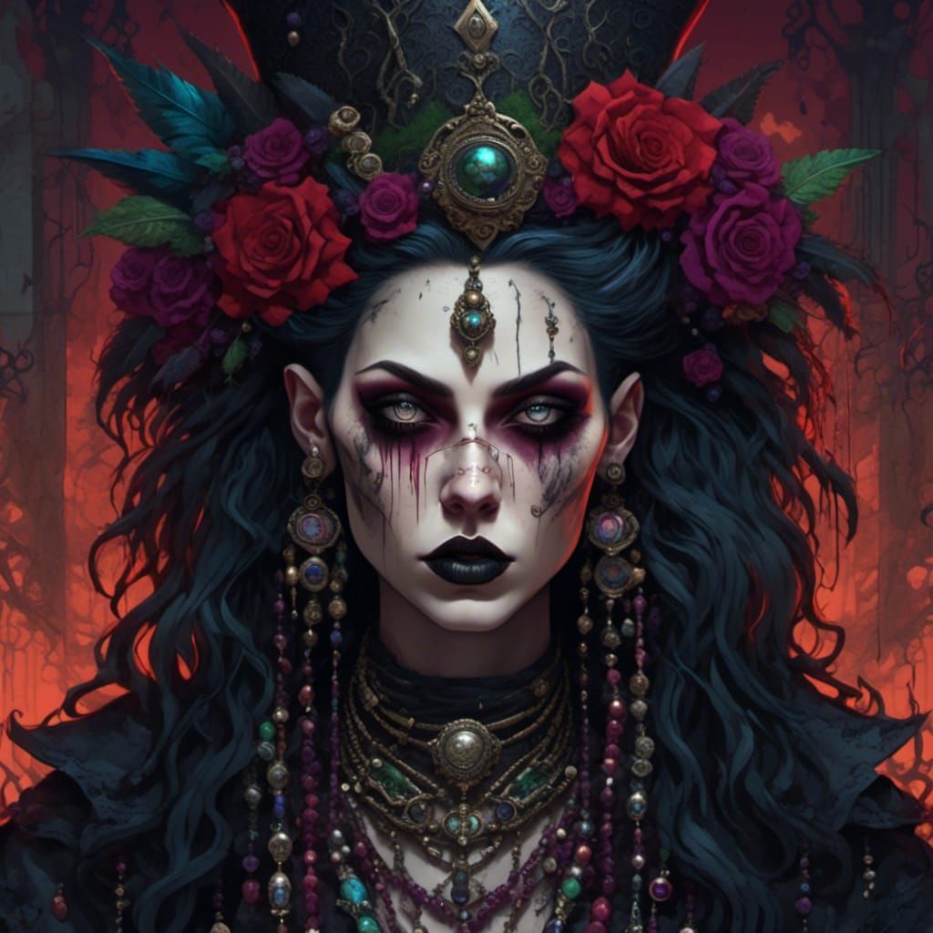 Mardi Gras Woman in WitchPunk Aesthetic