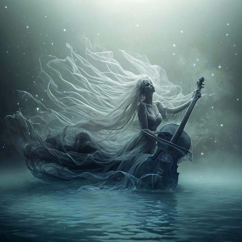 Ethereal Nymph in Cello Double Exposure