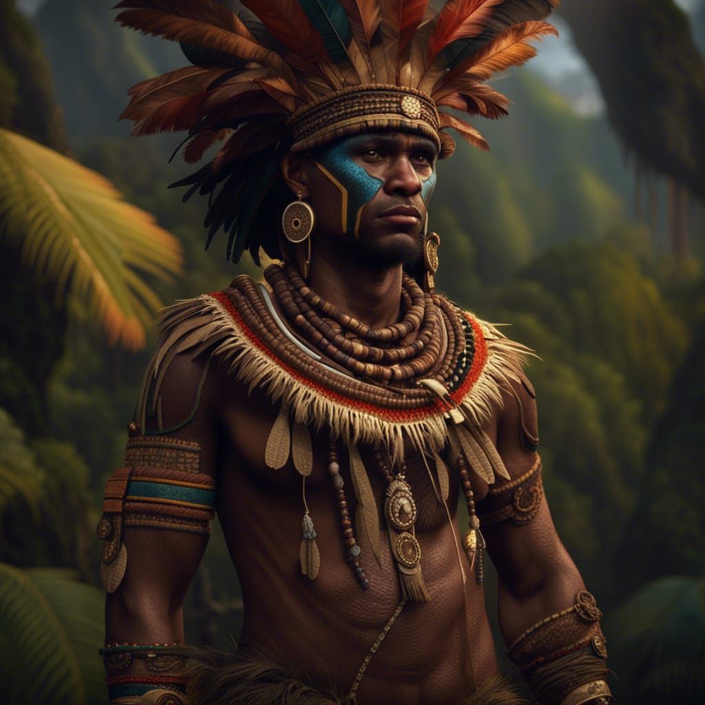 Papua New Guinea Traditional Attire in Detailed Painting