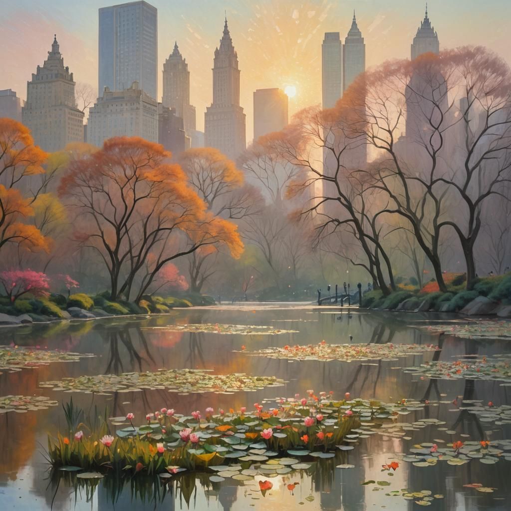 Impressionist Sunrise Over Central Park