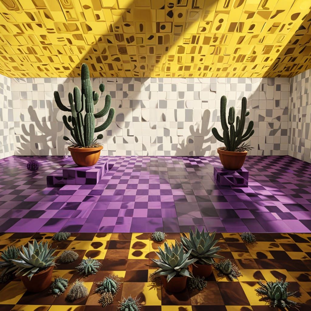 Tessellated Wild West Saloon With Cacti and Canyons