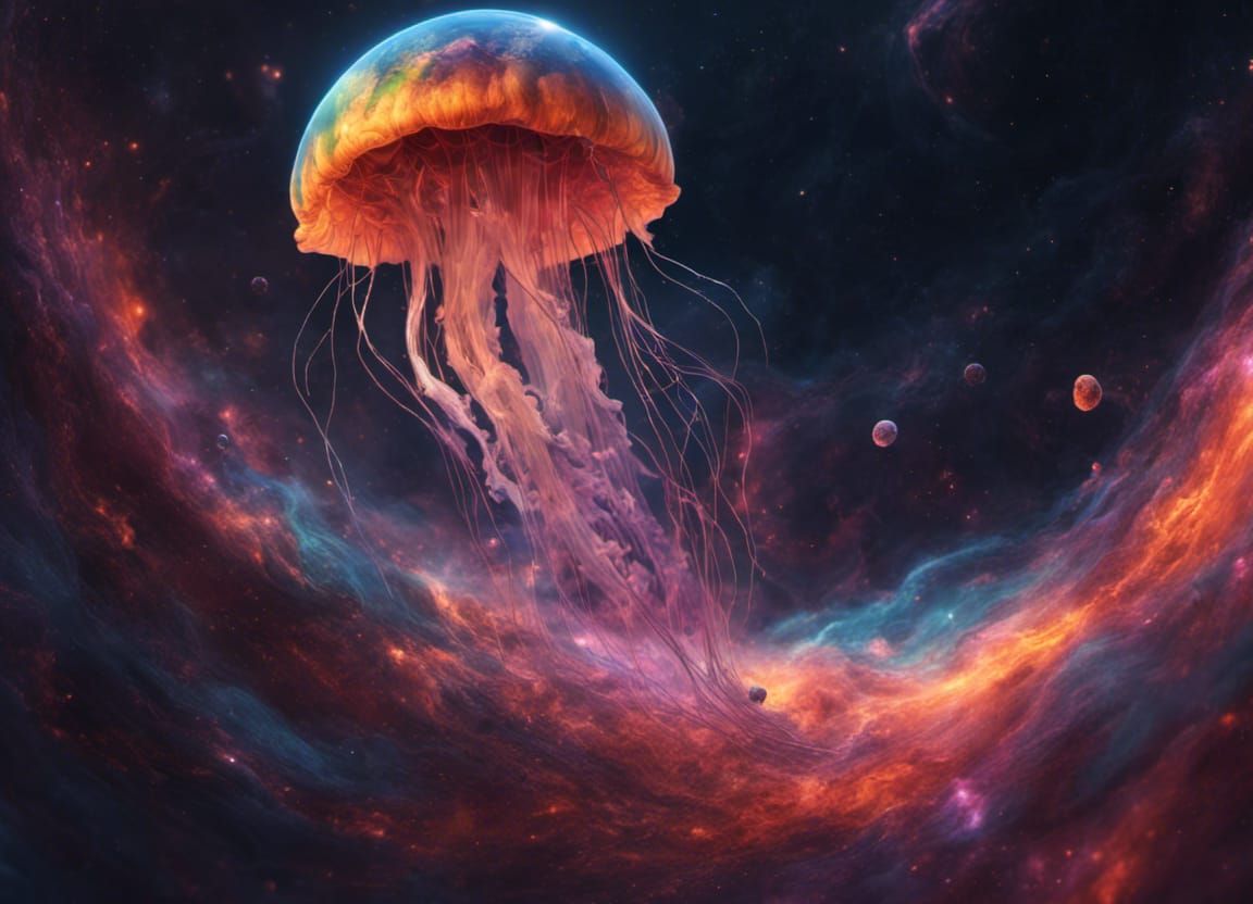 Jellyfish Earth In Cosmos