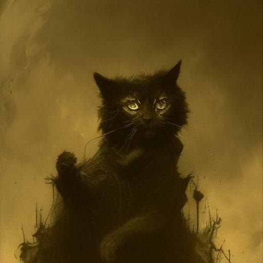Horror Cat in the Style of Doré and Rutkowski