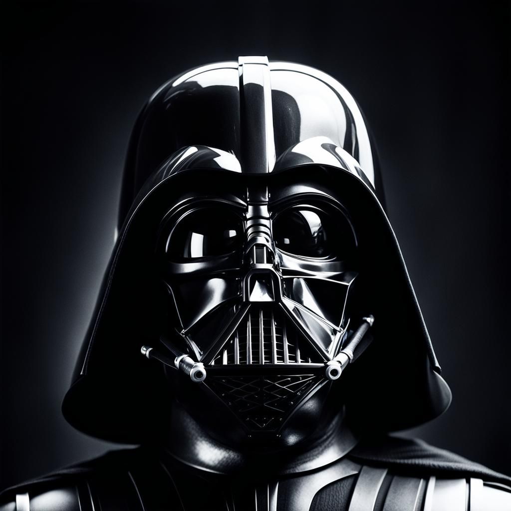 Darth Vader Close-Up: Black and White Portrait