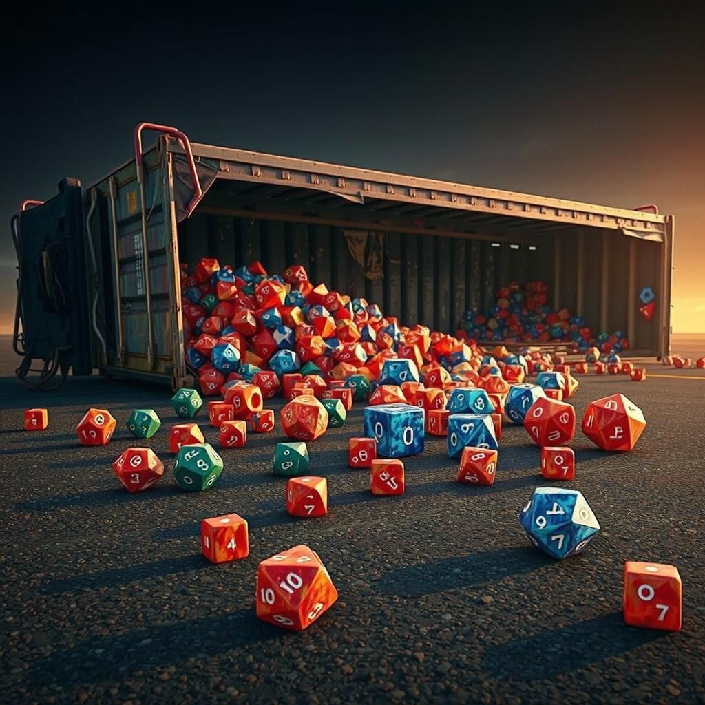 Overturned Trailer Spills Dice: Rothko-Lichtenstein Inspired...