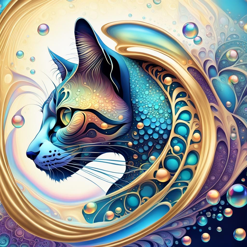 Regal Cat in Opalescent Bubble Bath