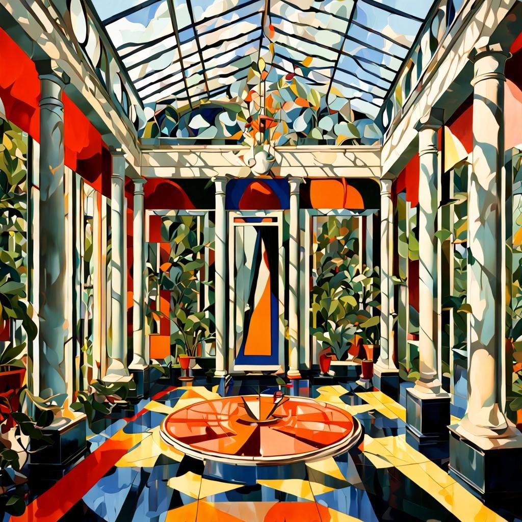 Maximalist French Orangerie Bauhaus design, by Jacob Lawrence and Francis Picabia, perfect composition, beautiful detail...