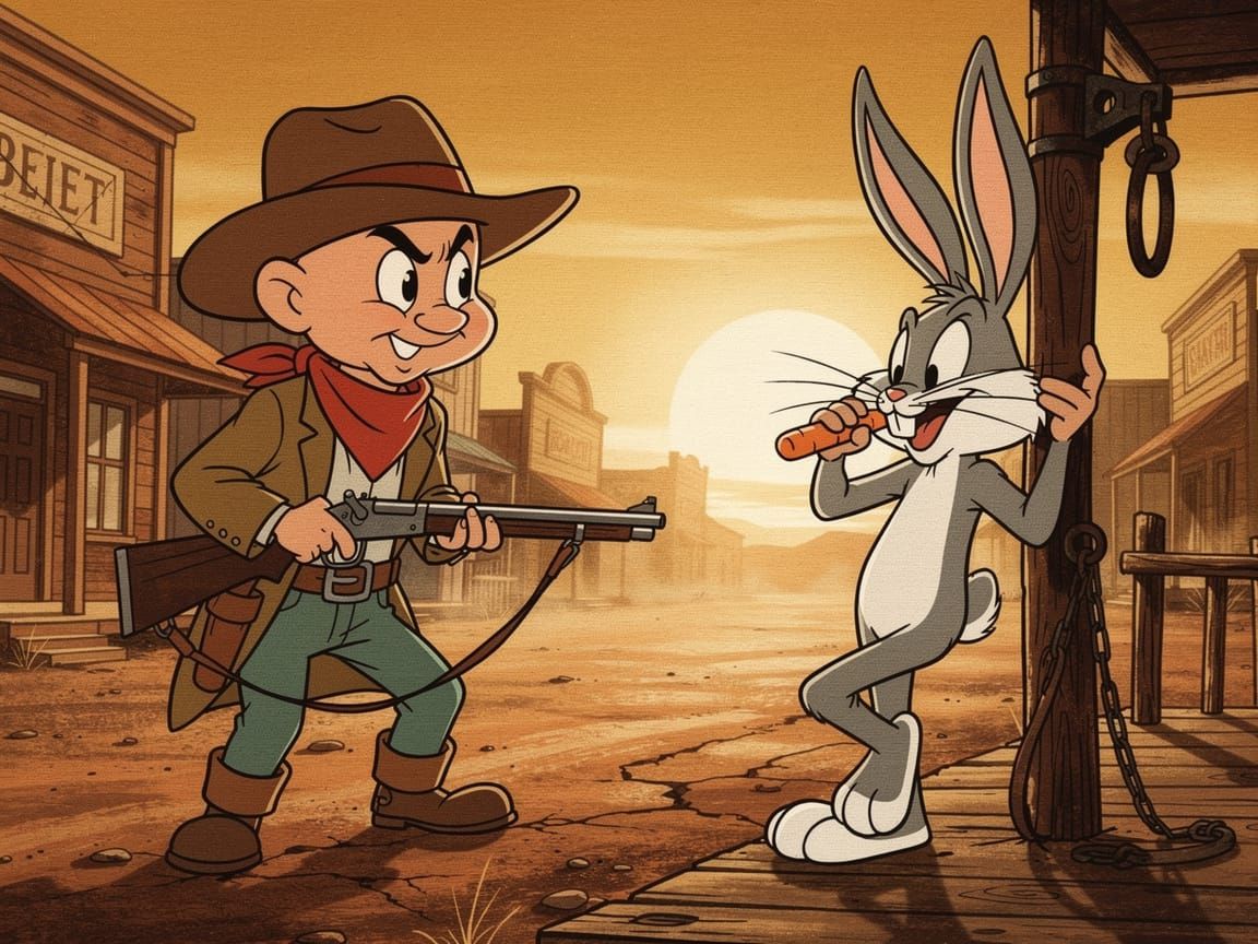 Old West Hunter Hunts Rabbit in Dusty, Grainy Style