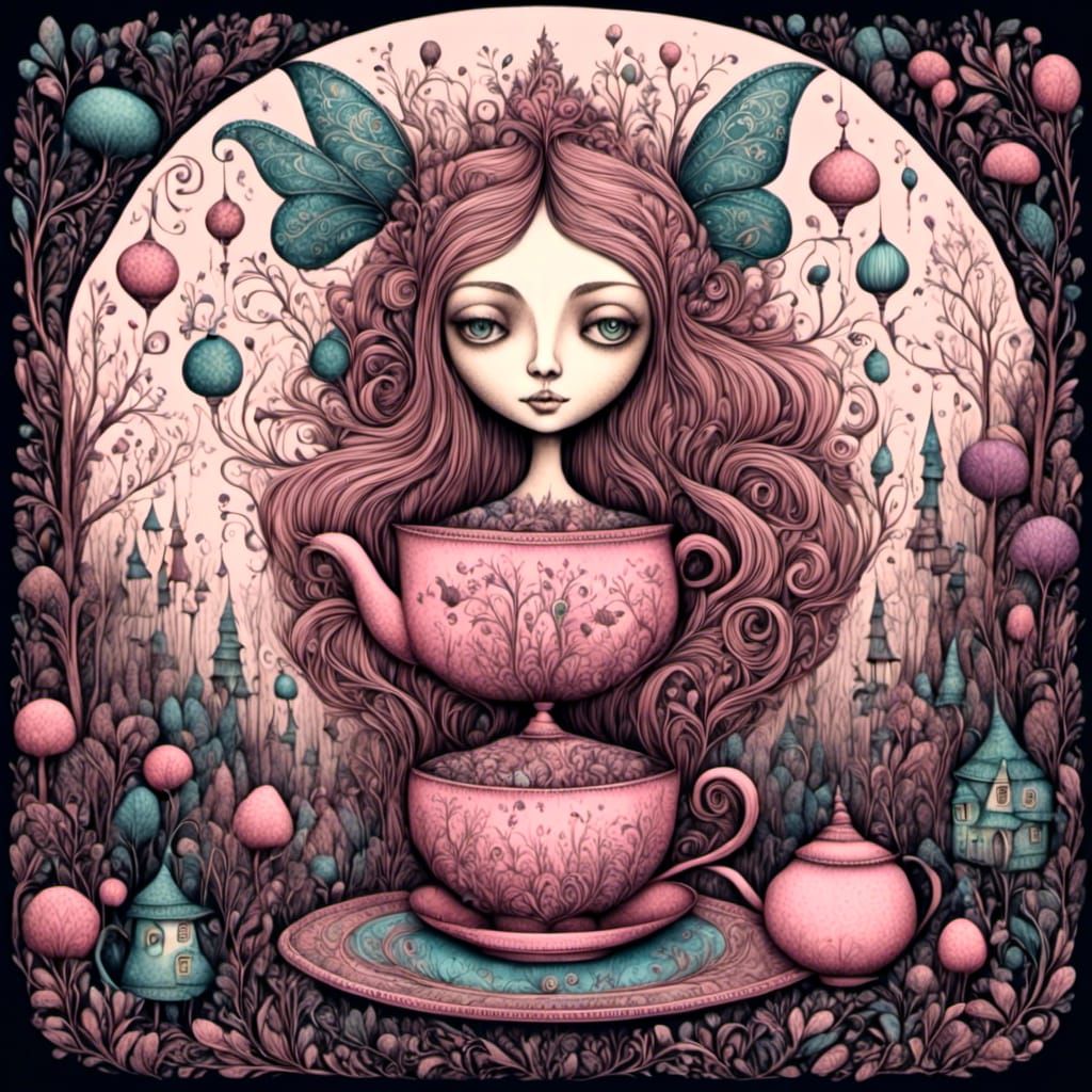 Magical Forest Fairy Tea Set in Fantasy Style