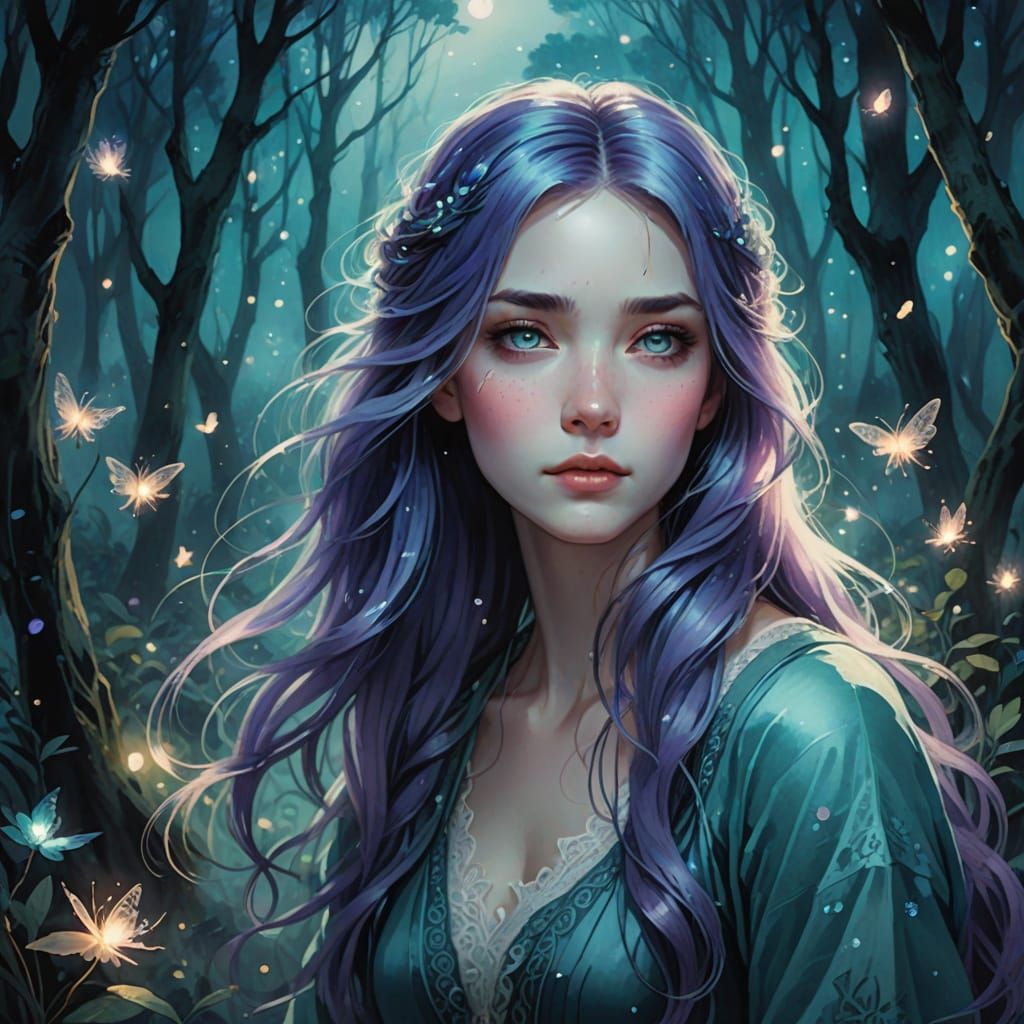 Ethereal Watercolor Portrait in Anime Style