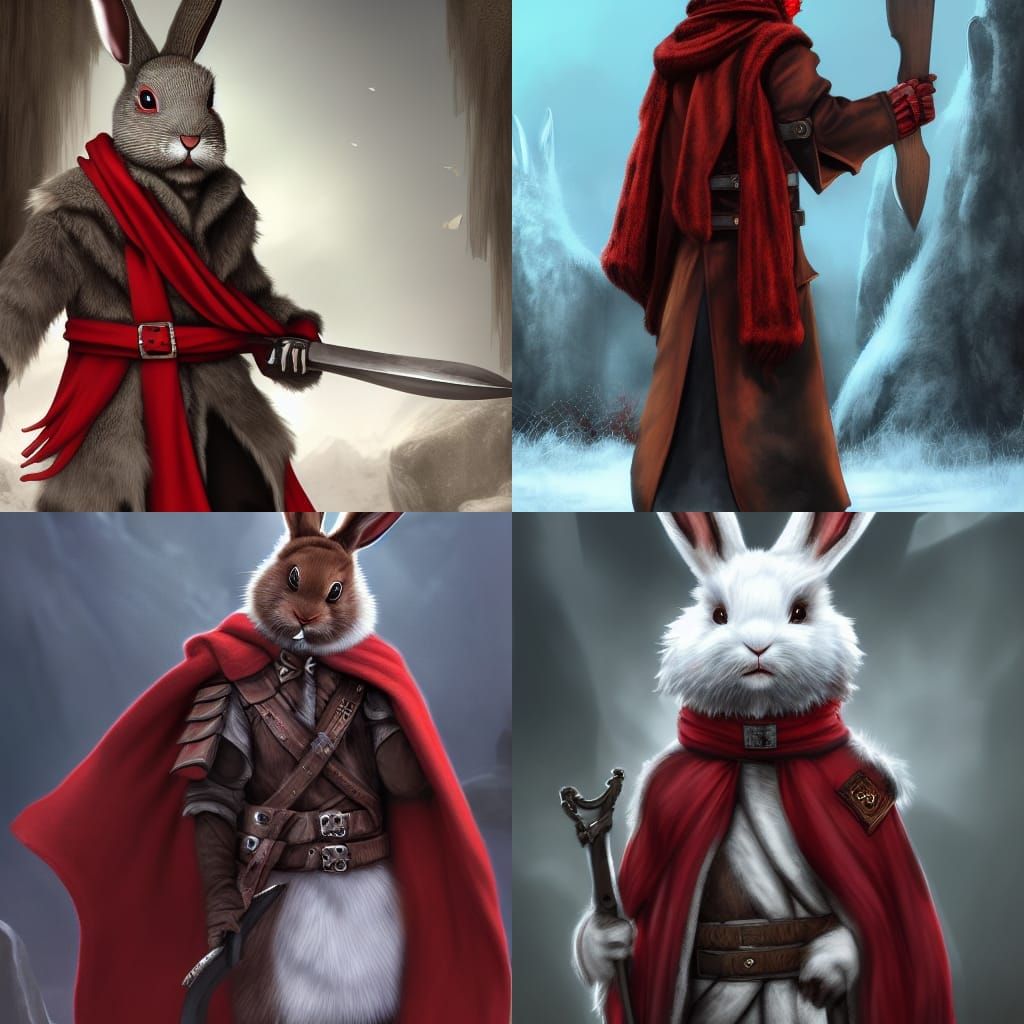 Harengon Rogue with Red Scarf in Detailed Matte Painting