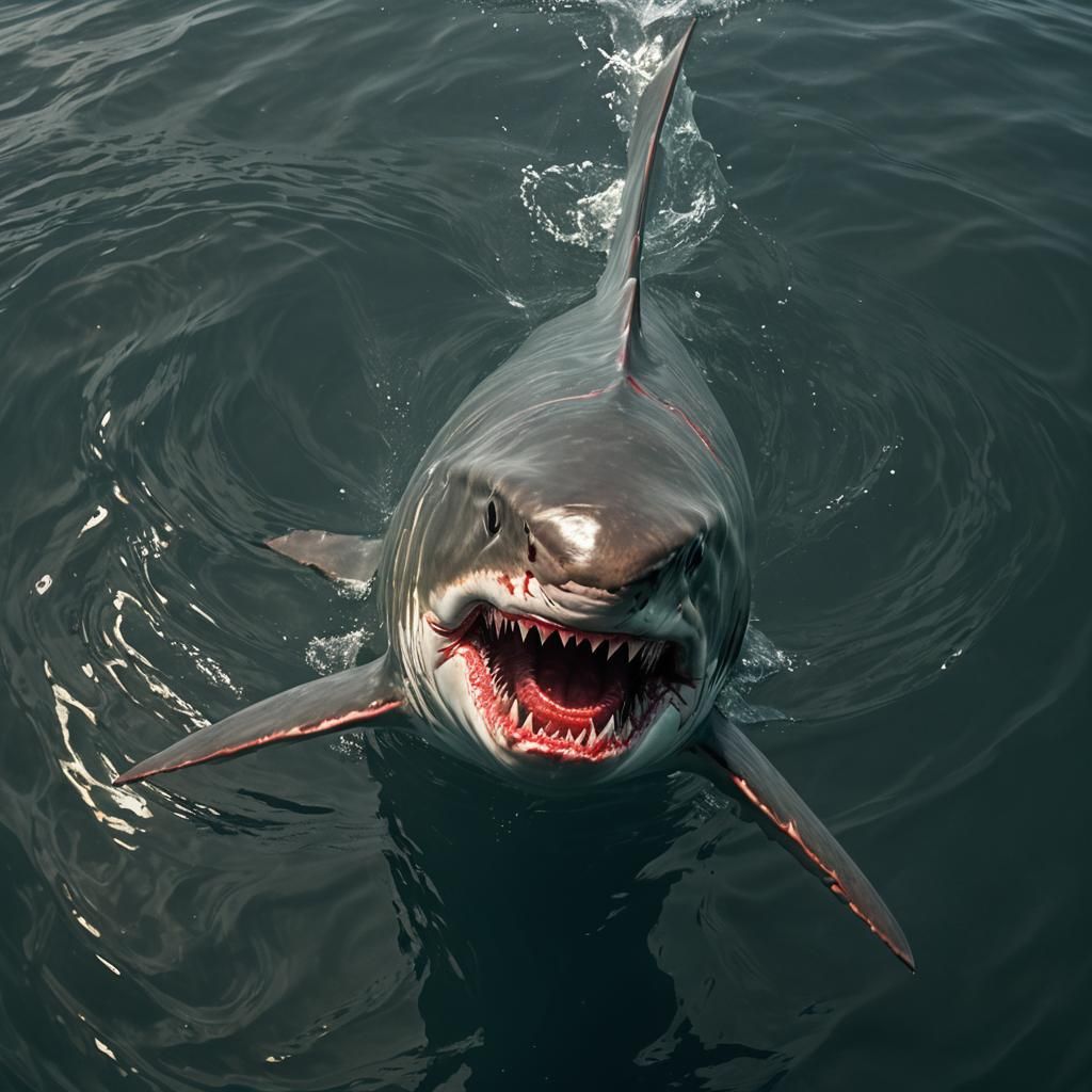 MUSCULAR SHARK WITH RED VEINS