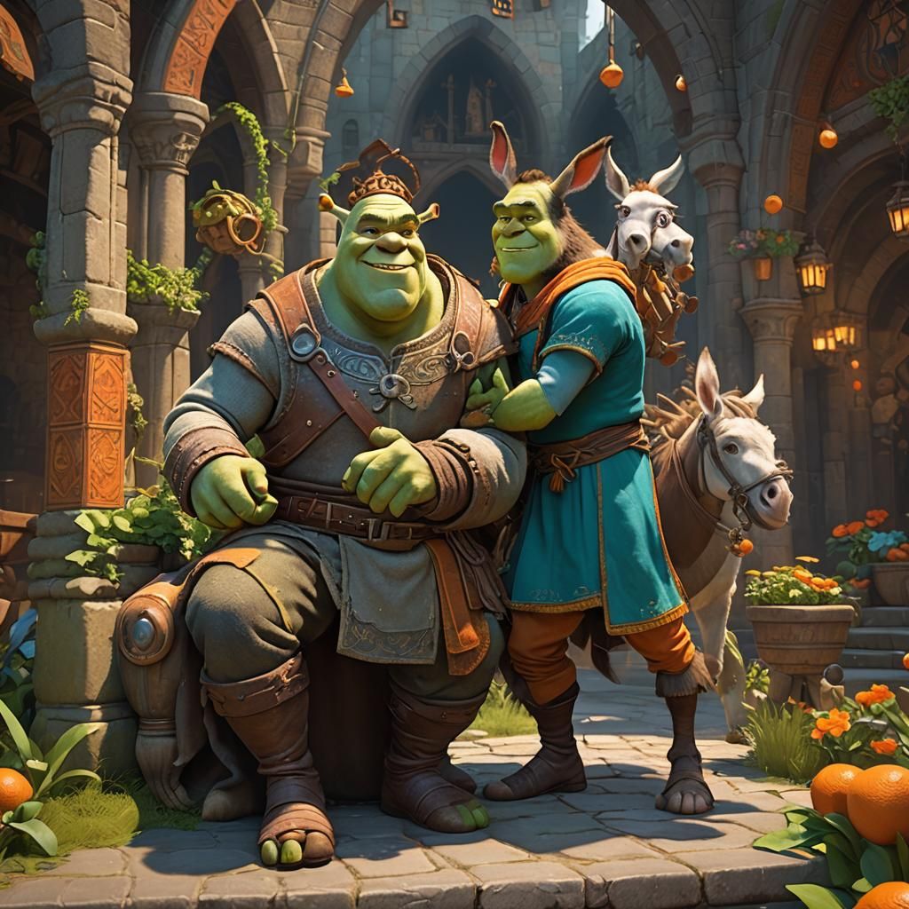 Shrek and Donkey: Hyperdetailed Concept Art