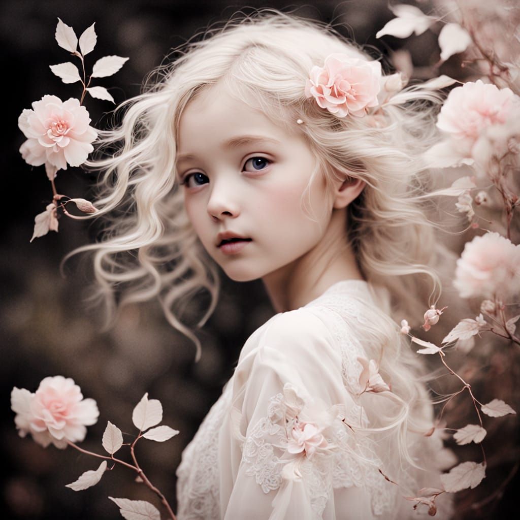 Ethereal Girl in Watercolor and Paper Collage