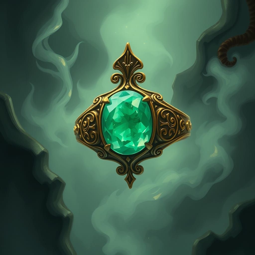 Ethereal Gold Ring of Whispers in Mysterious Shadows