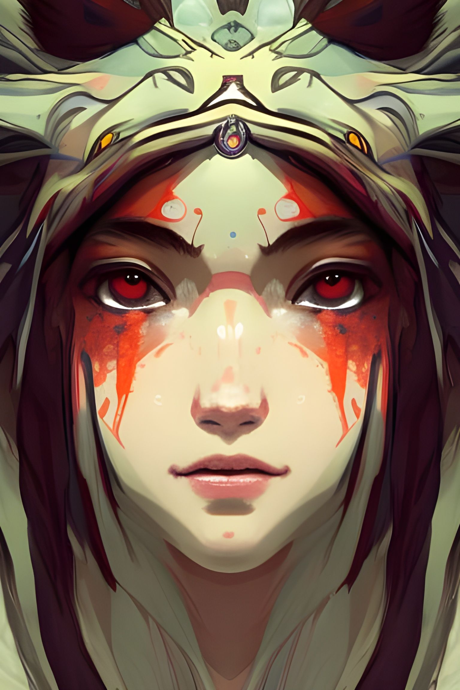 Princess Mononoke Portrait in Art Nouveau Style