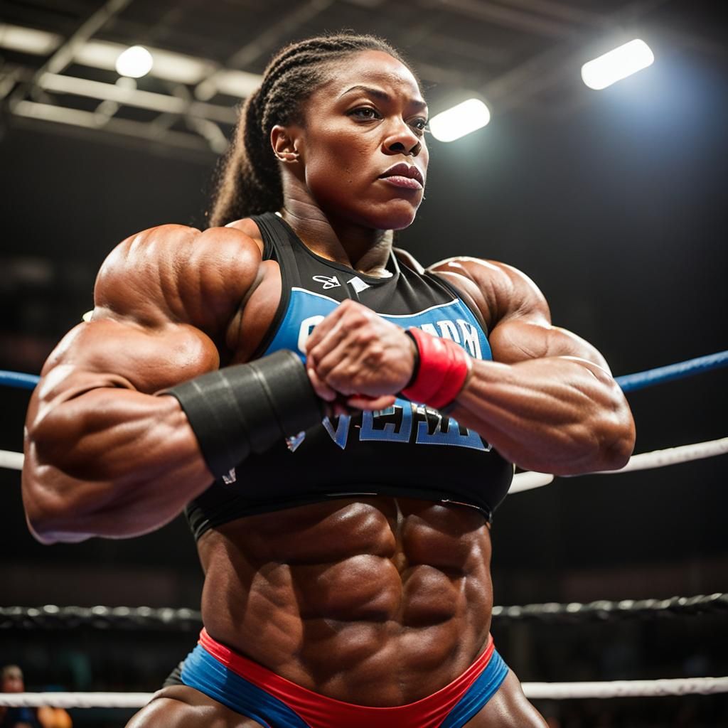 Powerful Female Wrestler in the Ring