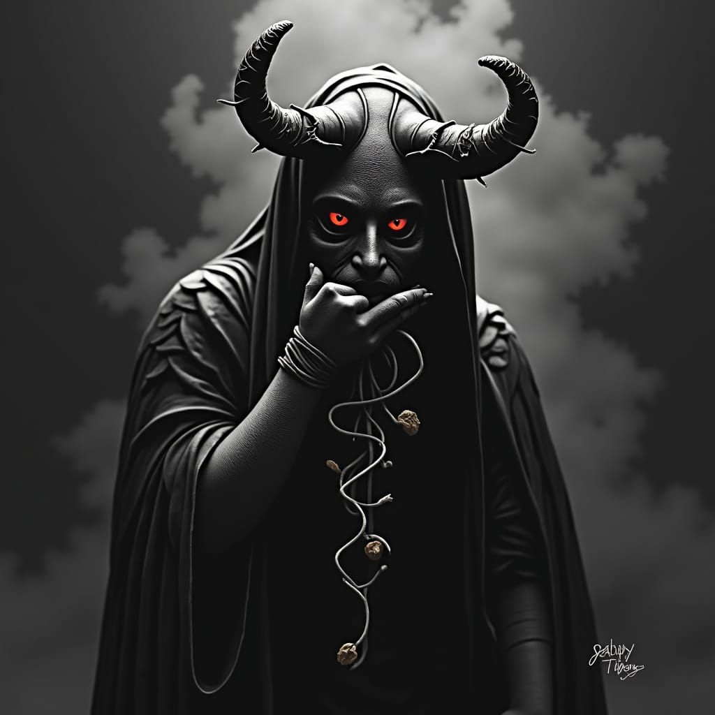 Mystical Voodoo Doll Rides a Flying Owl