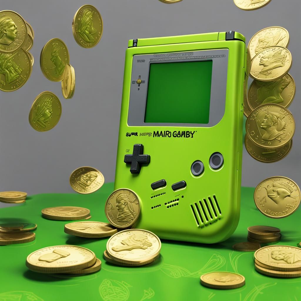 Photorealistic Lime Green Nintendo Gameboy with Super Mario ...