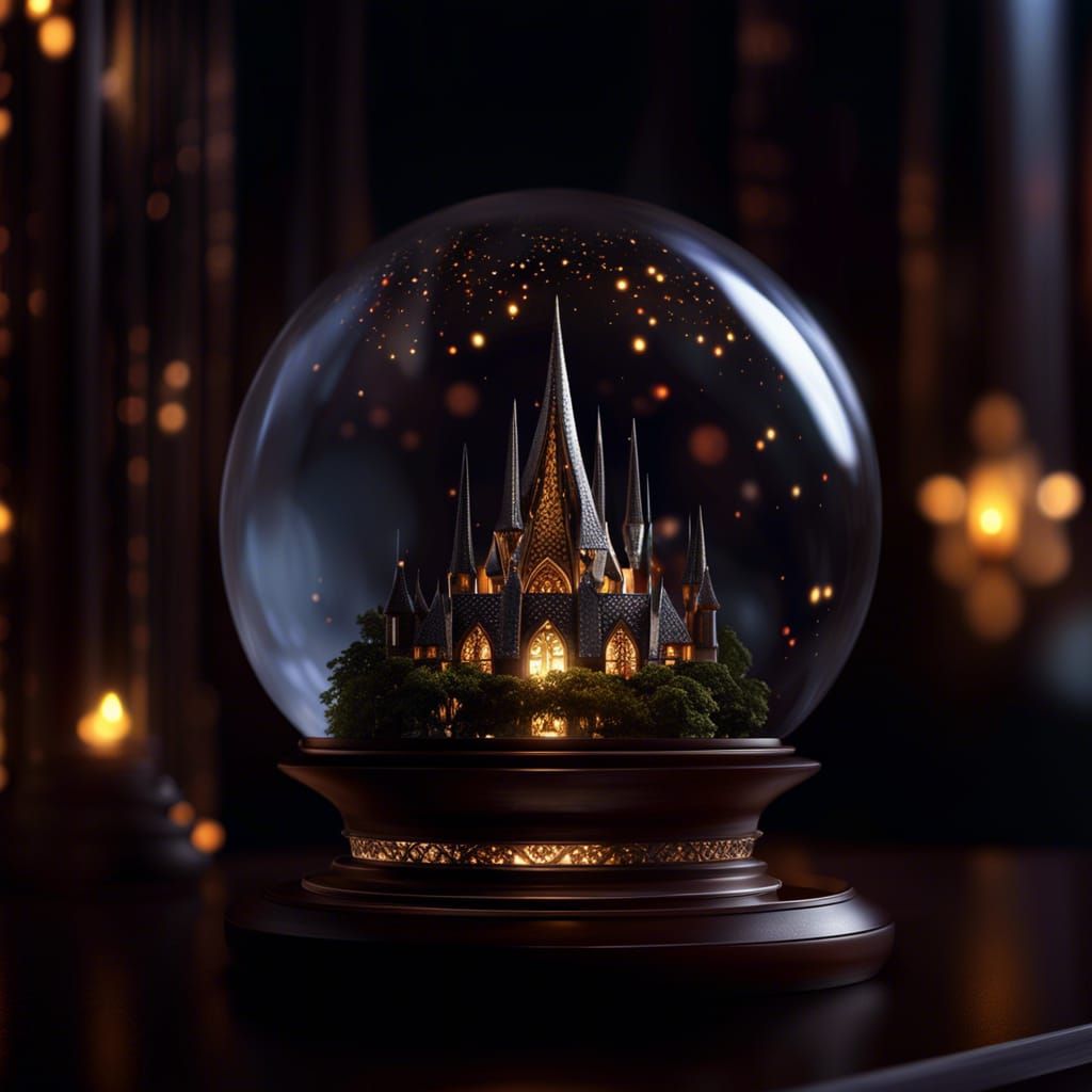 Elven Tower in Glass Sphere: Photorealistic CGI