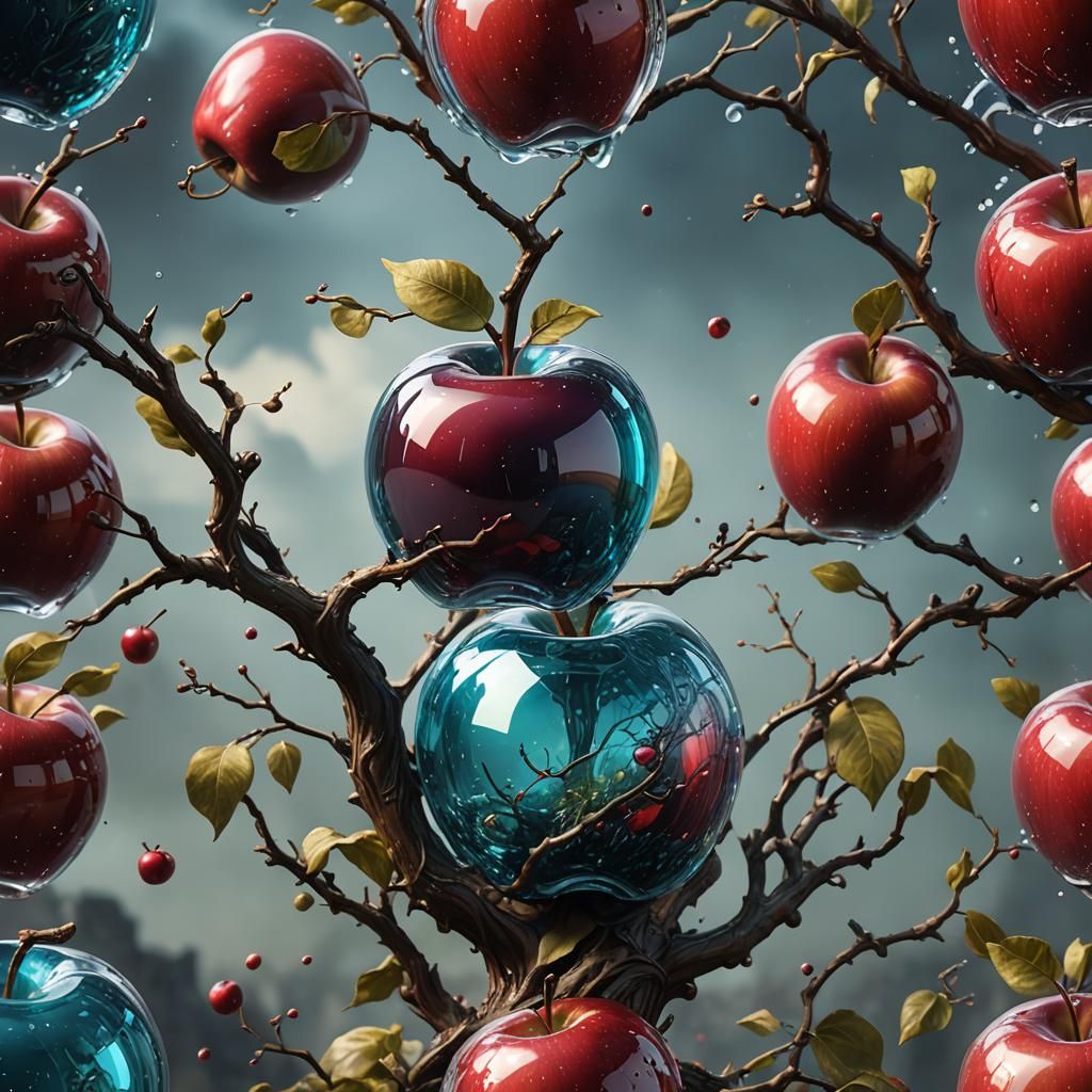 Detailed Glass Apple Fantasy Concept Art