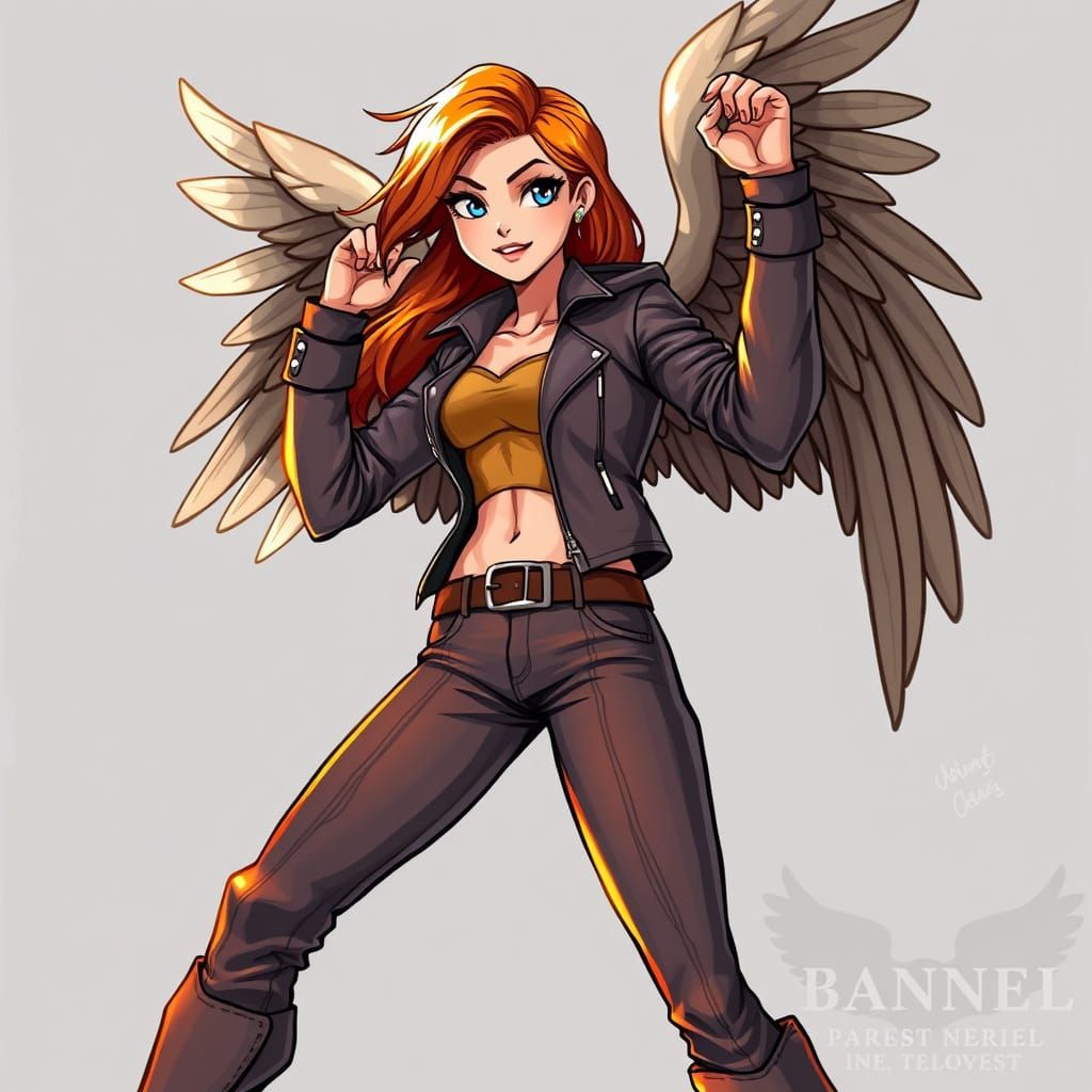 Female Warrior Angel in Leather Armor