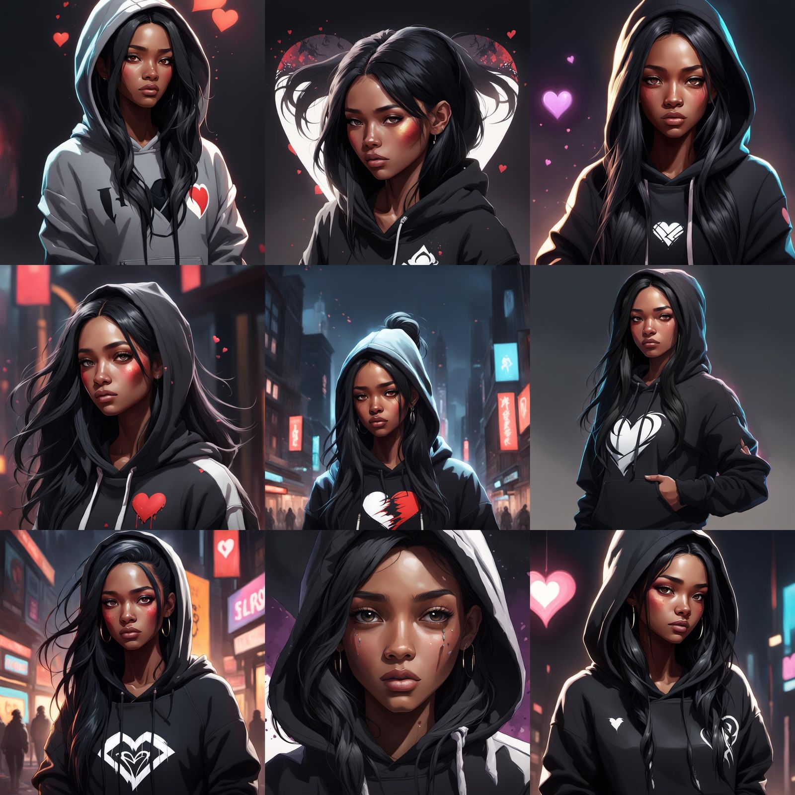 Blasian Girl Portrait in Art Nouveau Style