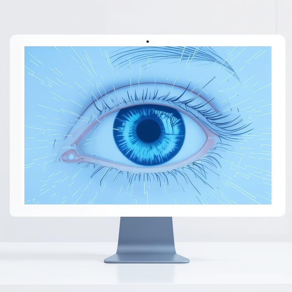 System Breakdown Metaphor: Eye Reflection on Glitching Monit...