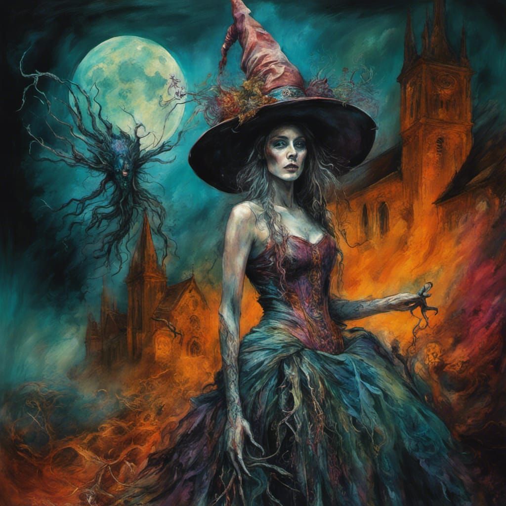 Surrealist Witch in Eldritch Horror Dreamscape