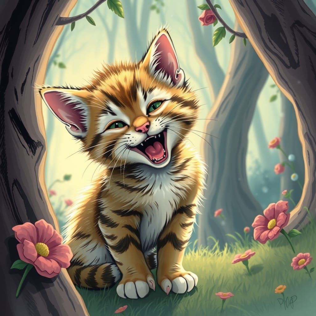 Laughing Kitten in Wonderland: Comic Book Art