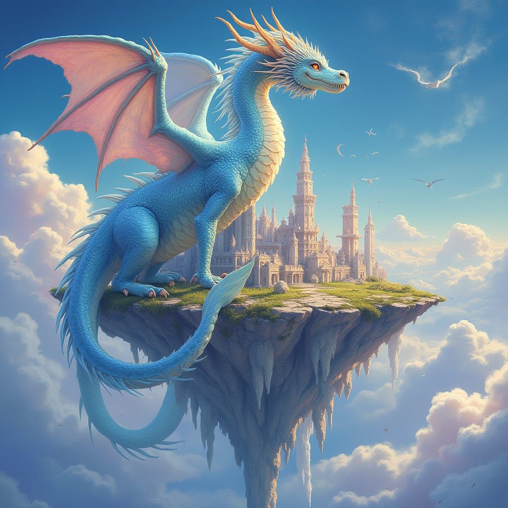 Celestial Dragon Guardians Ancient Temple with Glowing Cryst...