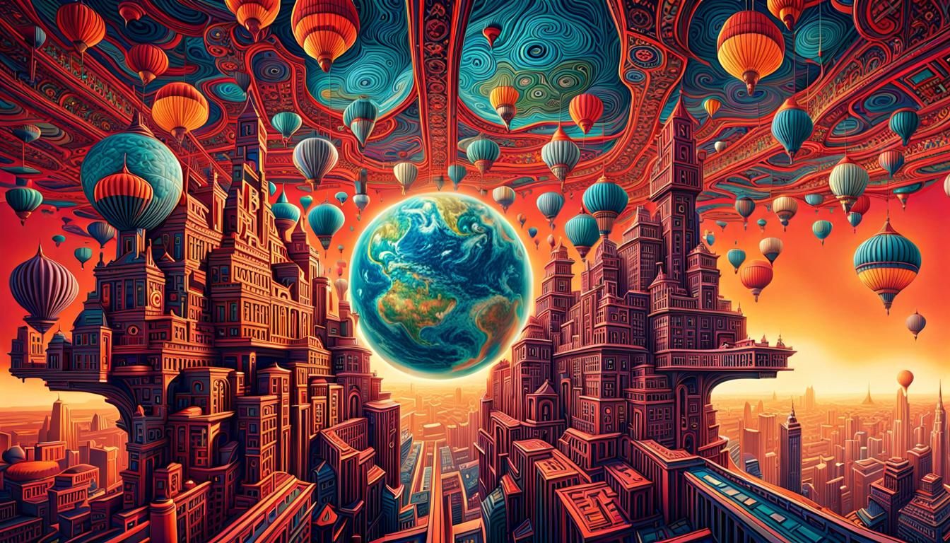 Vibrant Upside-Down World: A Digital Web Masterpiece