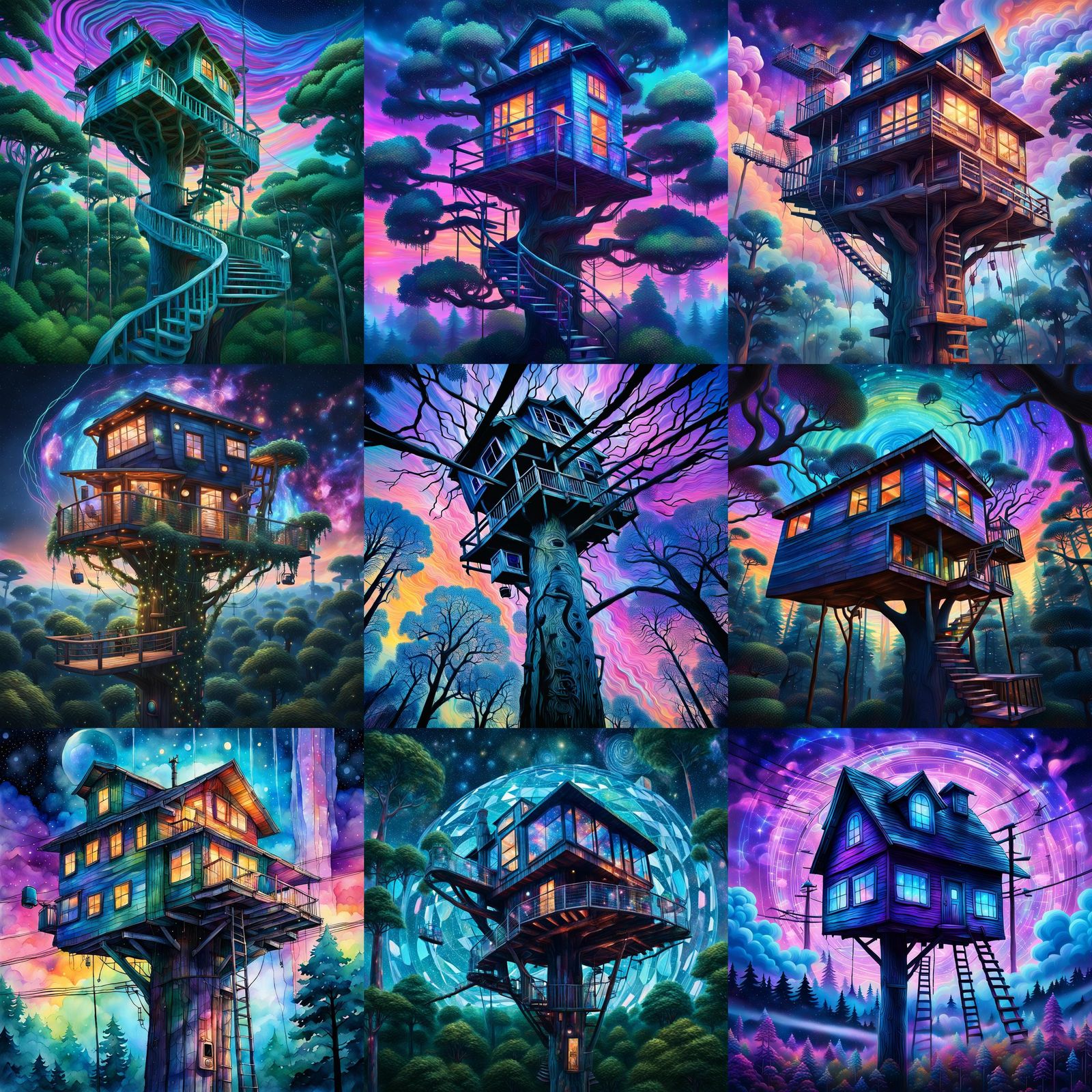 Cosmic Treehouse Office Design by Pablo Amaringo