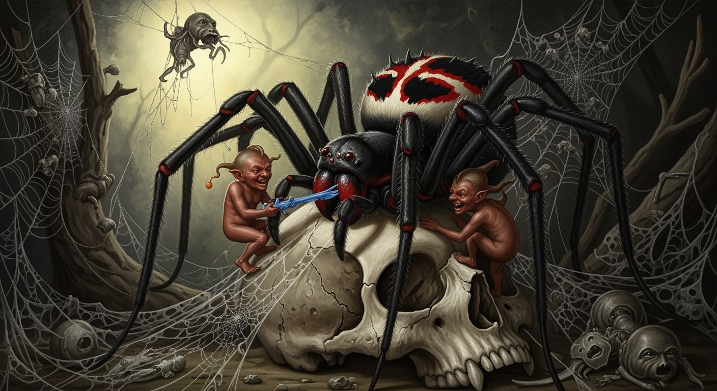 Baroque Spider Fang Cleaning in Chiaroscuro Lighting