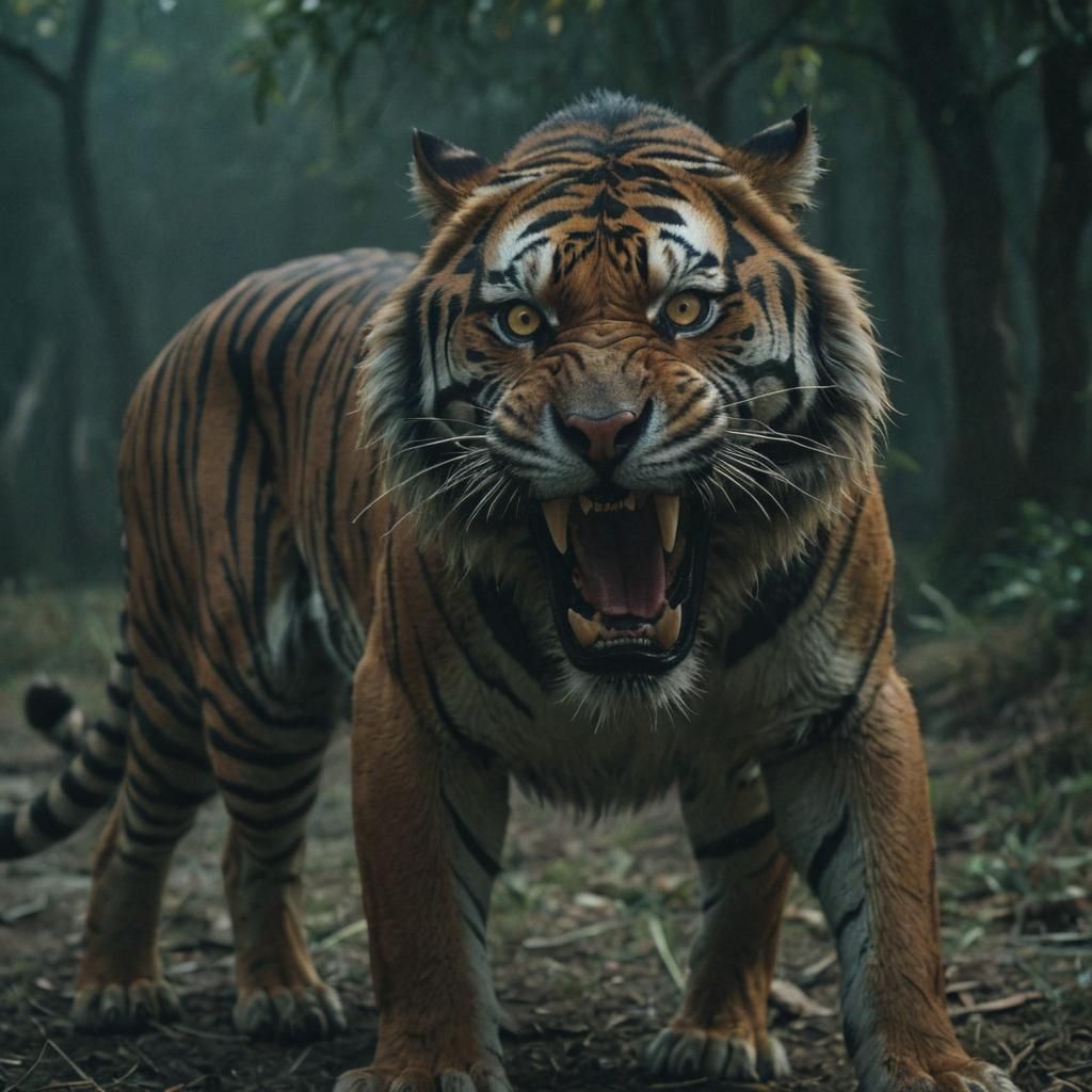 Demonic Tiger in Cinematic Film Style