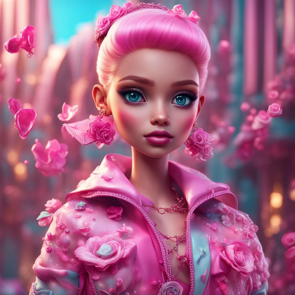 Girly Boy as Barbie: Detailed Matte Painting